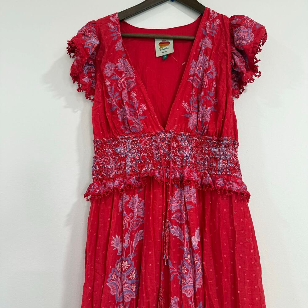 Farm Rio Floral-print Swiss-dot cotton-voile maxi dress Size M - Picture 6 of 9